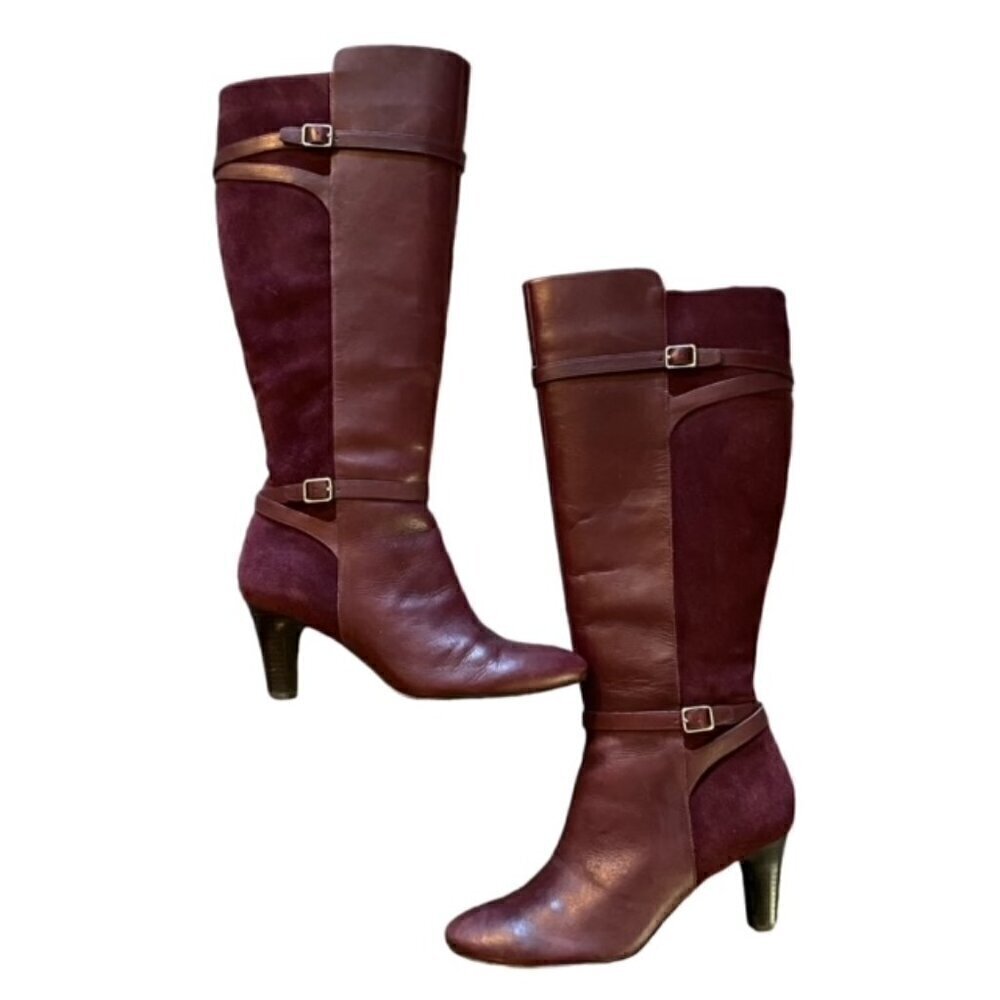 Ralph Lauren Sabeen Leather Riding Boot in Port 8